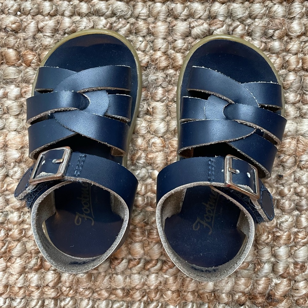 Baby Footmates Navy Leather Sandals
